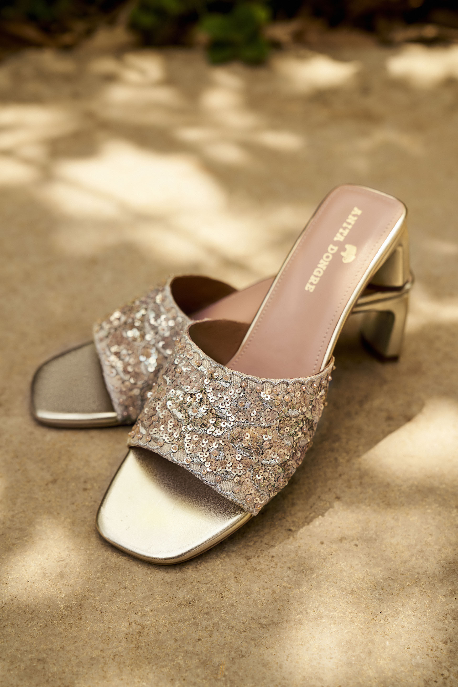 Golden Blossom Hand-embroidered Heels - Gold, Gold, image 3